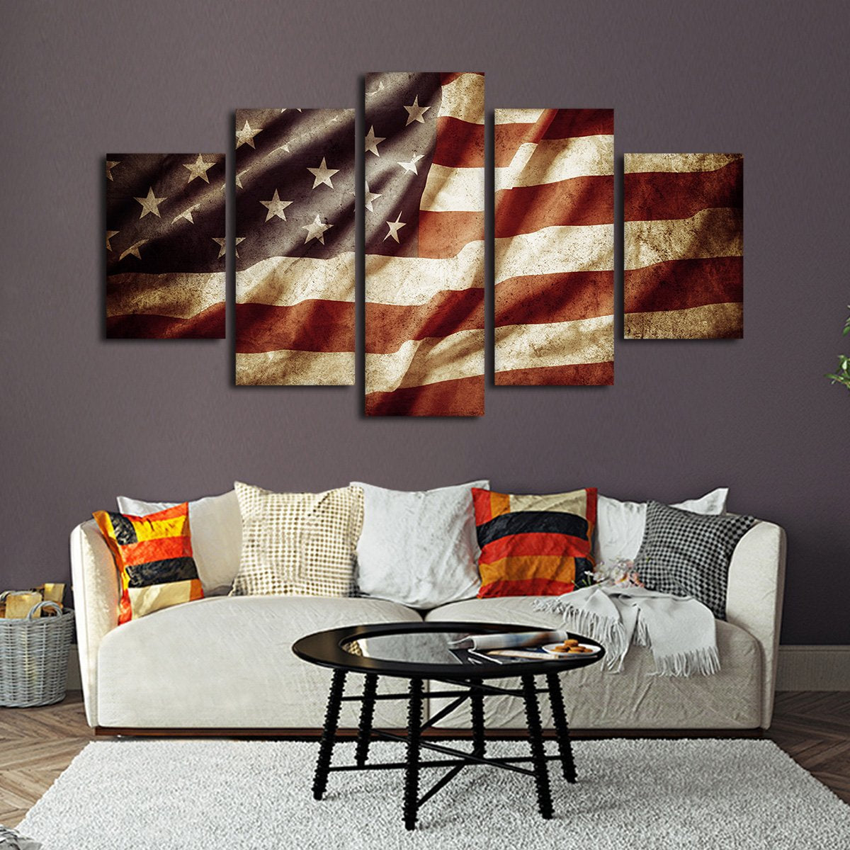Worn American Flag Multi Panel Canvas Wall Art