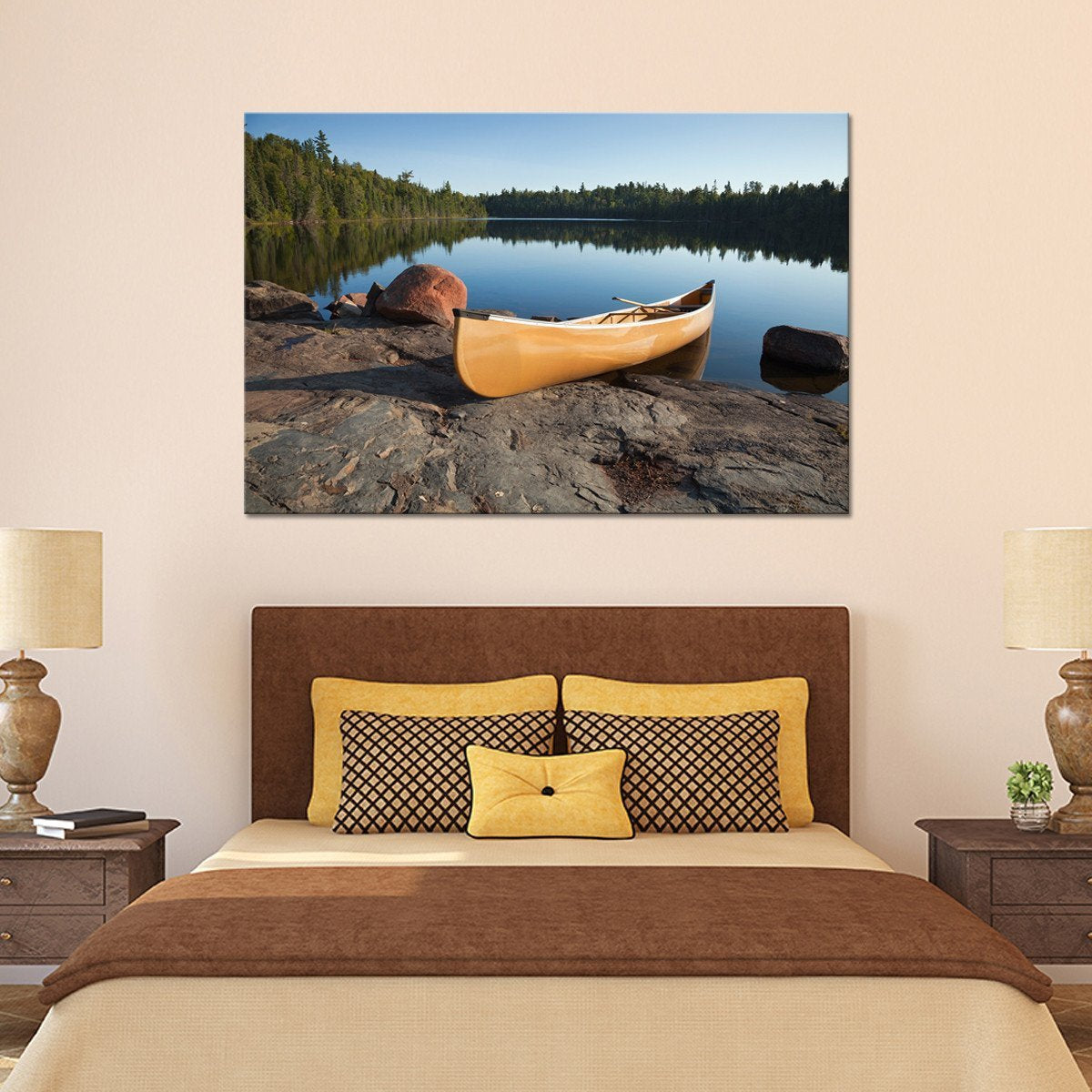 Yellow Canoe Multi Panel Canvas Wall Art