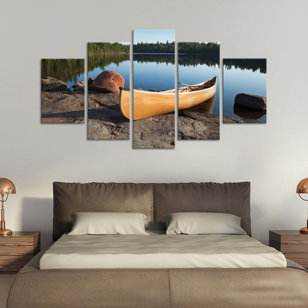 Yellow Canoe Multi Panel Canvas Wall Art