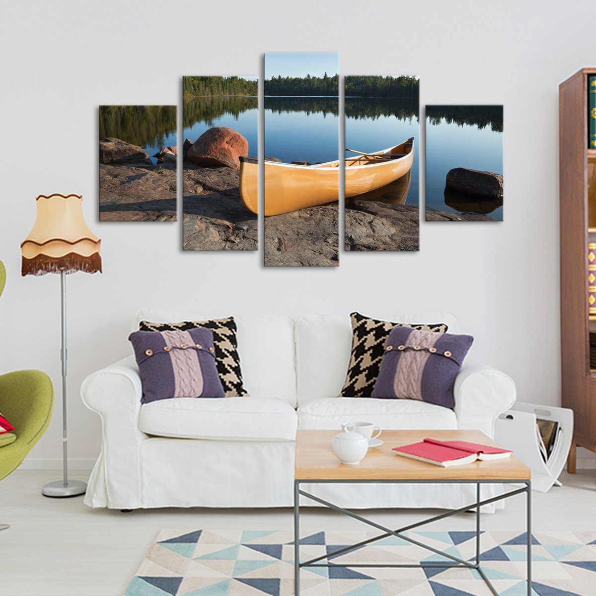 Yellow Canoe Multi Panel Canvas Wall Art