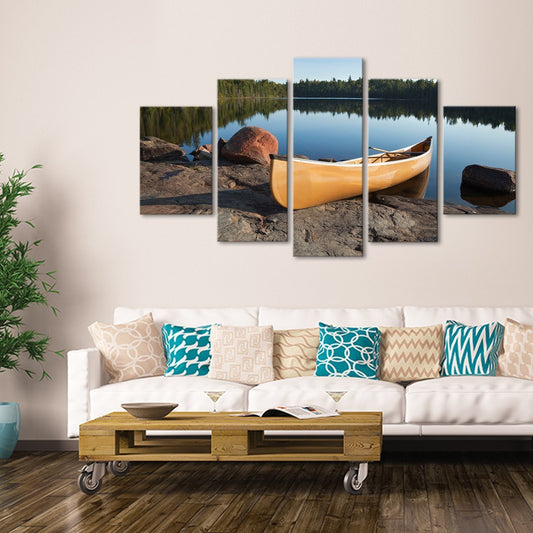 Yellow Canoe Multi Panel Canvas Wall Art