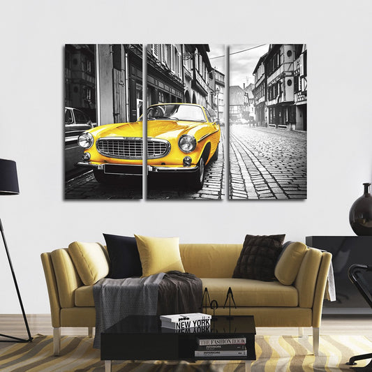 Yellow Car Multi Panel Canvas Wall Art