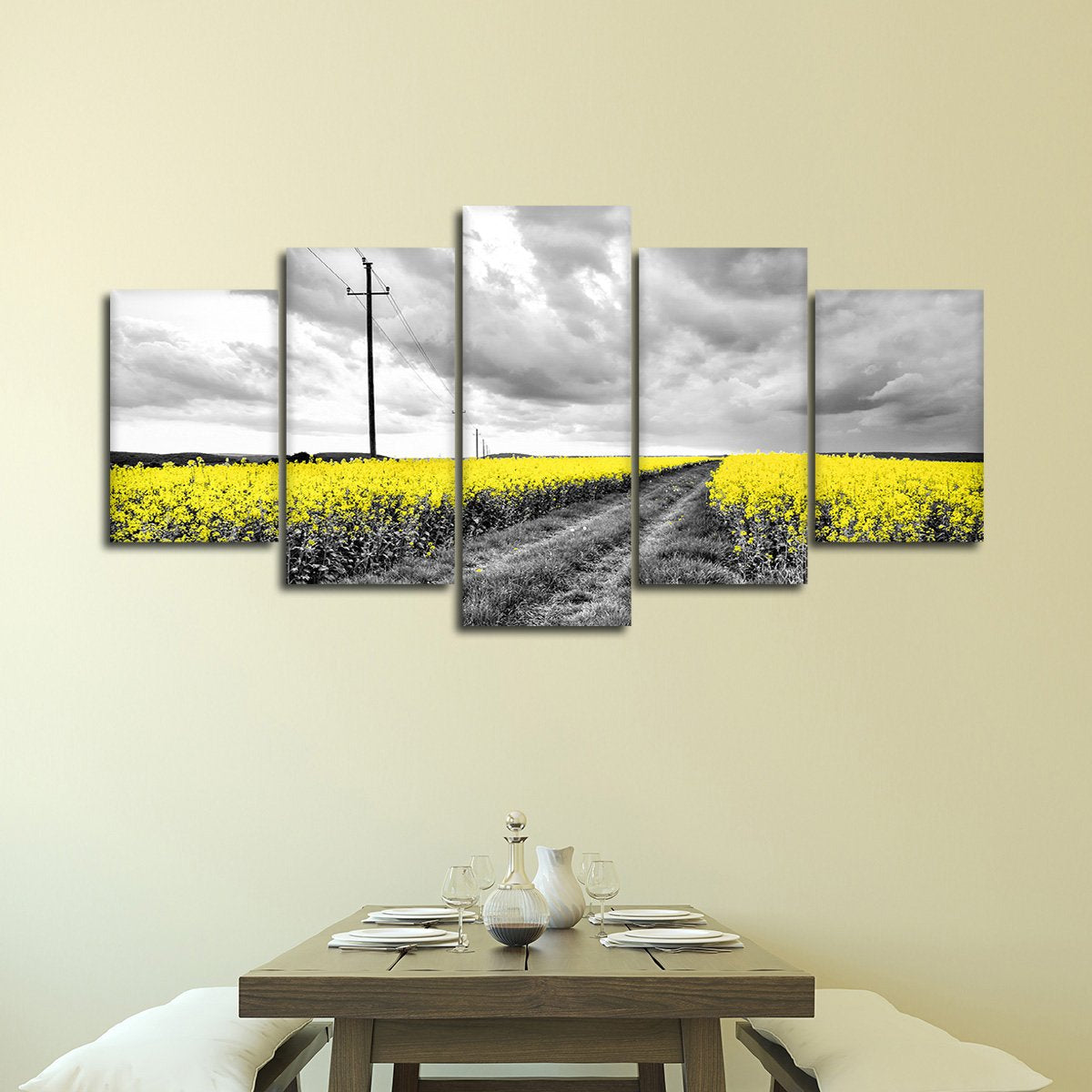 Yellow Fields Pop Multi Panel Canvas Wall Art