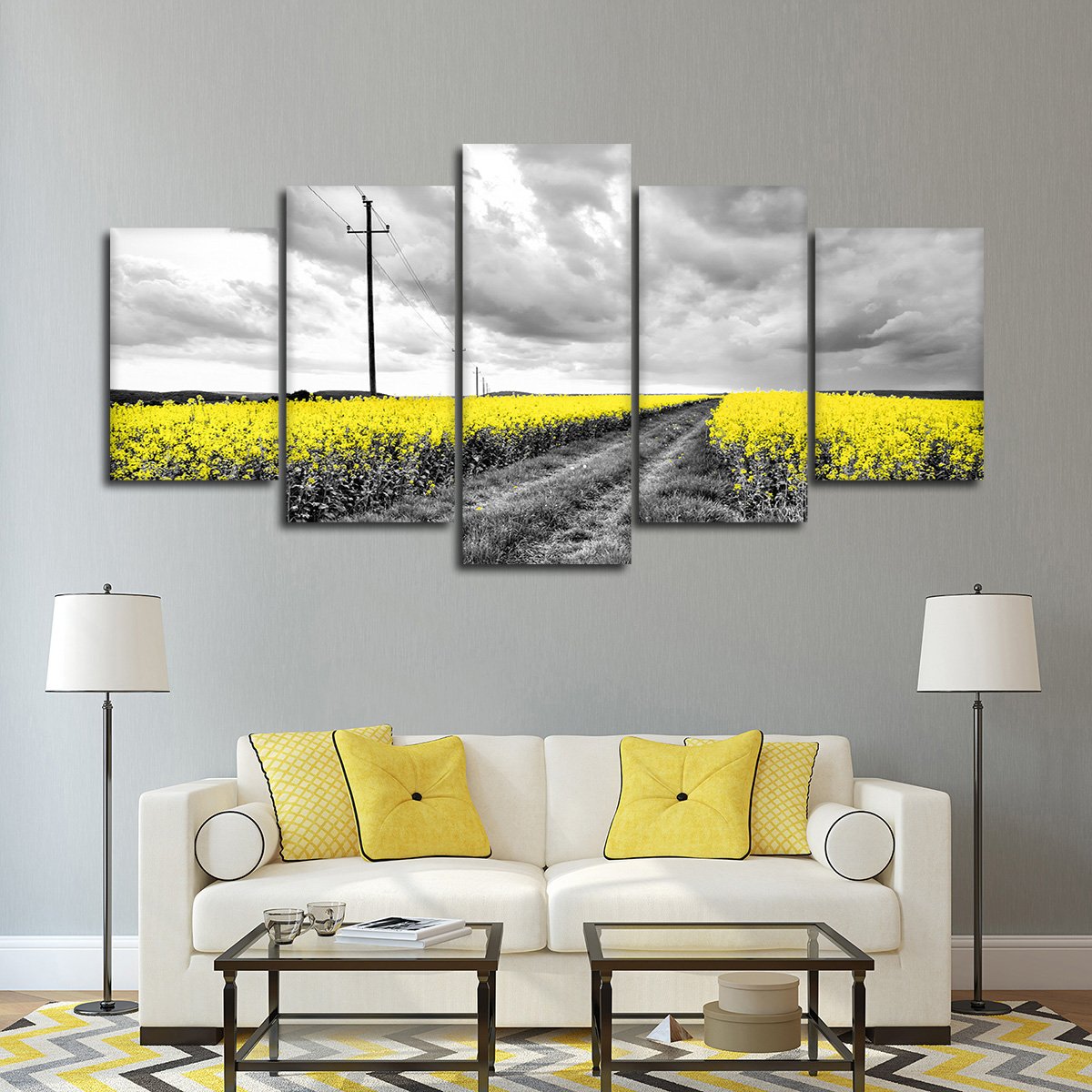 Yellow Fields Pop Multi Panel Canvas Wall Art