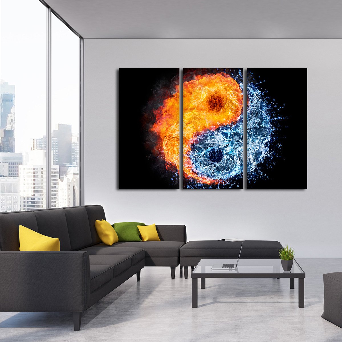 Yin Yang Elements Multi Panel Canvas Wall Art