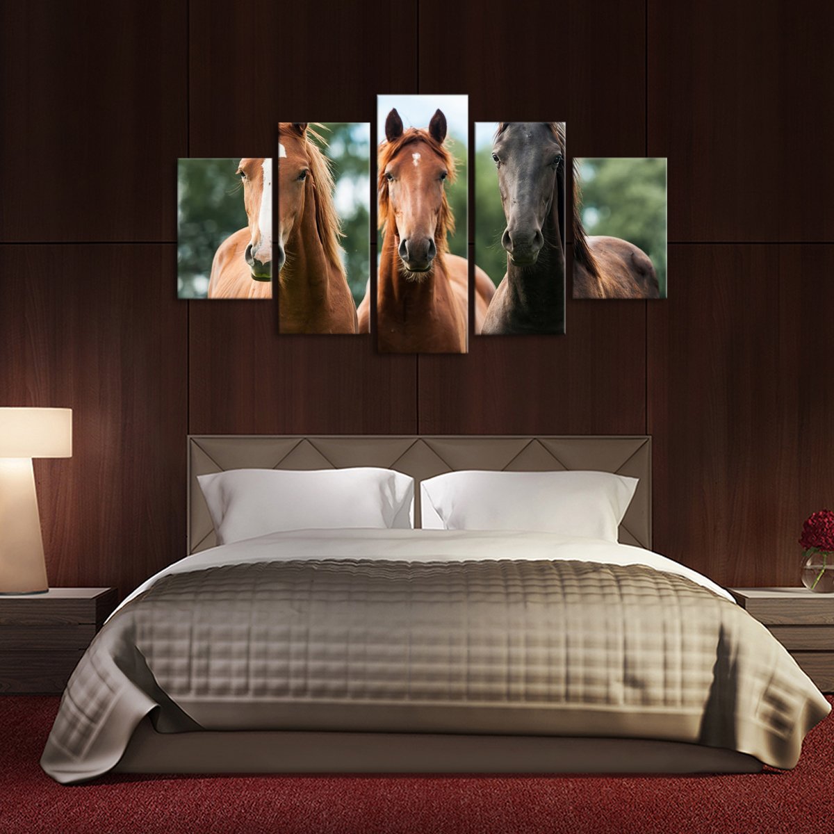 Young Horses Multi Panel Canvas Wall Art