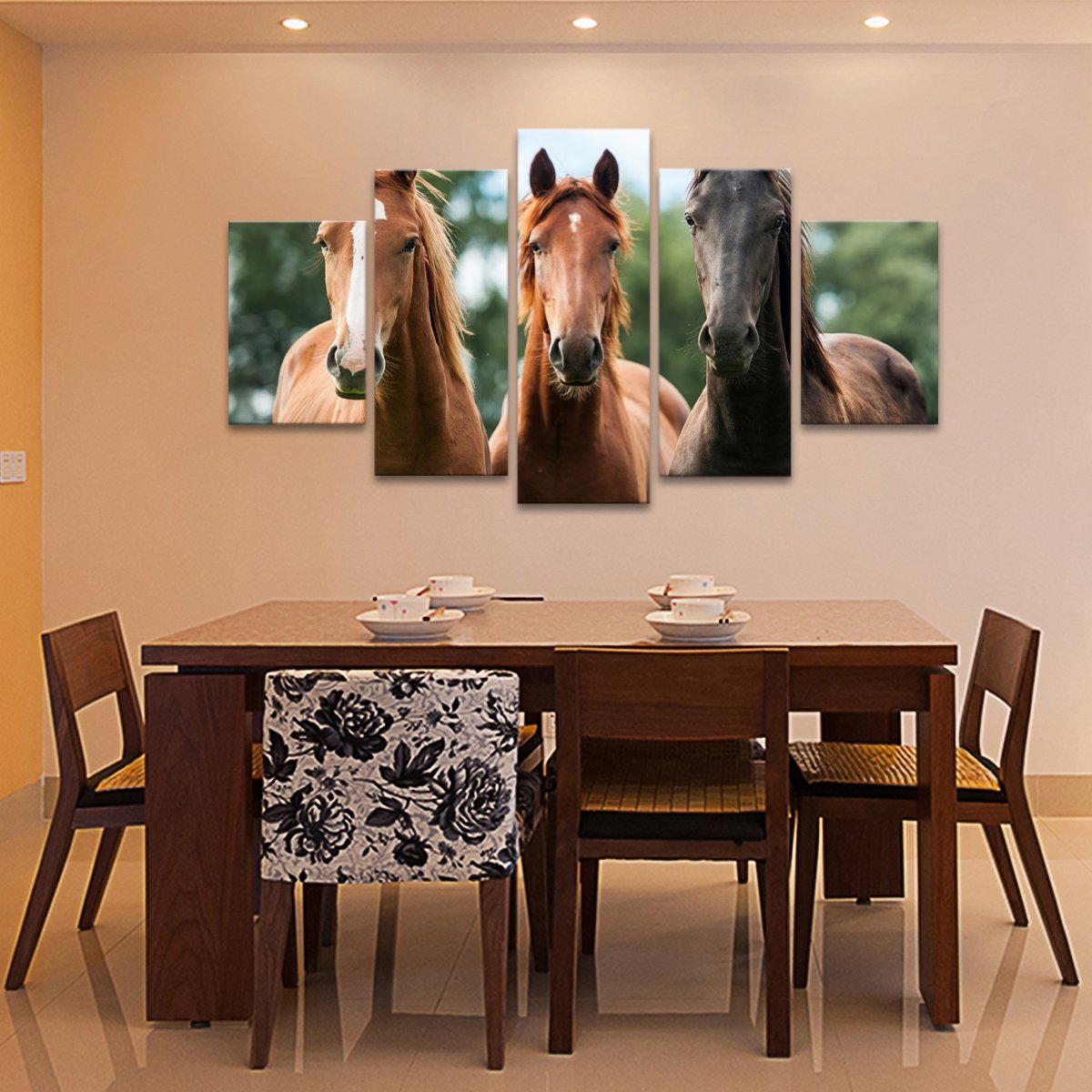 Young Horses Multi Panel Canvas Wall Art