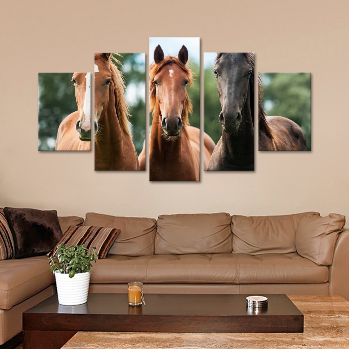 Young Horses Multi Panel Canvas Wall Art