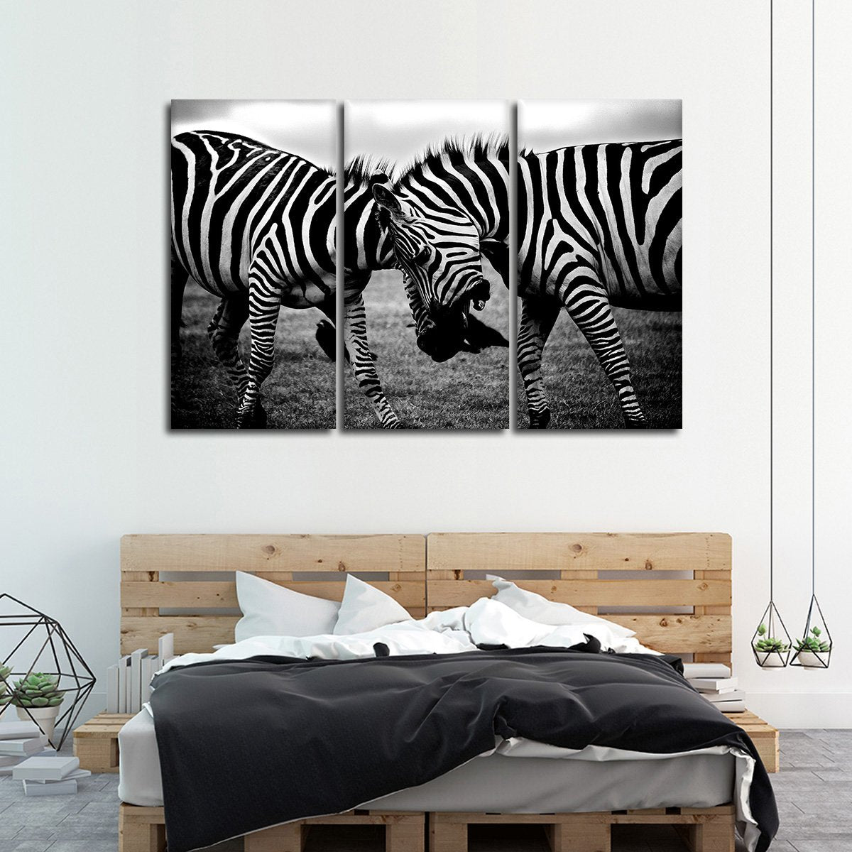 Zebra Face Off Multi Panel Canvas Wall Art