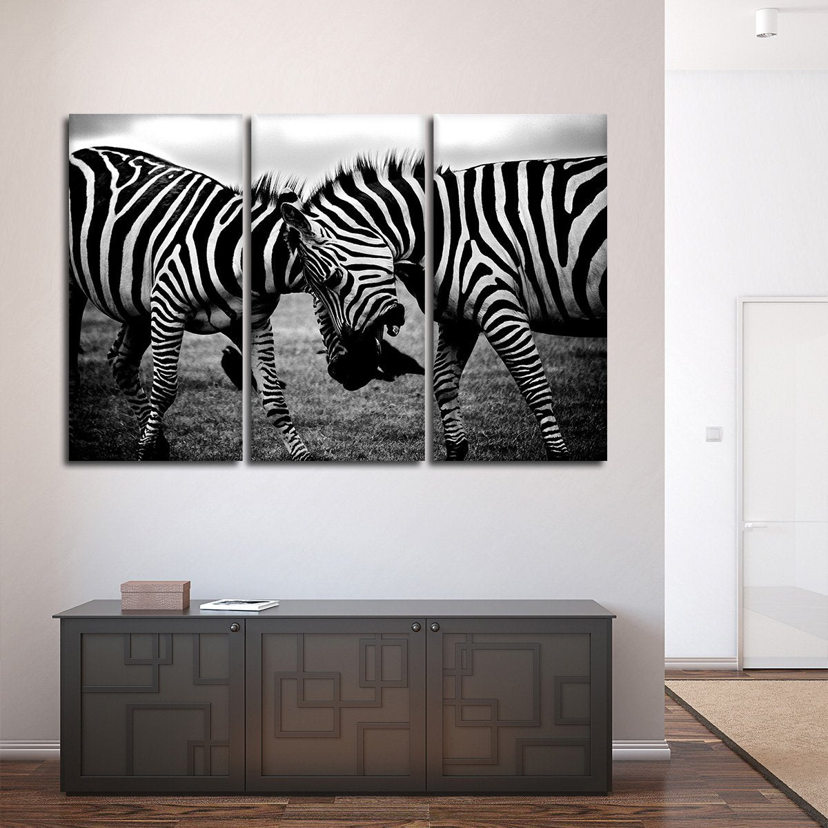 Zebra Face Off Multi Panel Canvas Wall Art