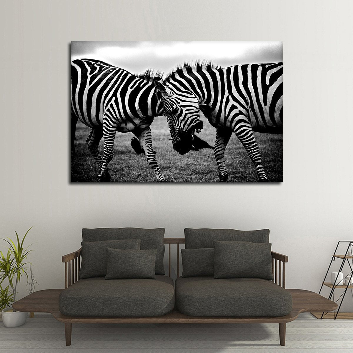 Zebra Face Off Multi Panel Canvas Wall Art