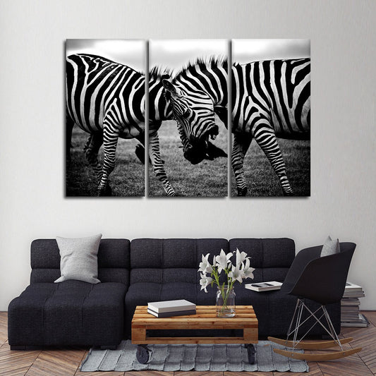 Zebra Face Off Multi Panel Canvas Wall Art