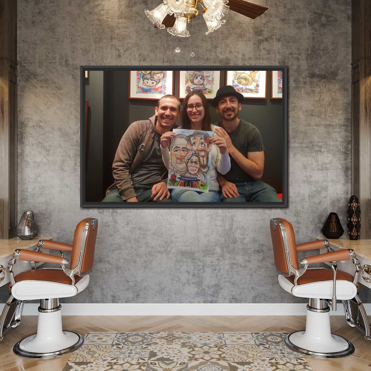Happy Family Together Japan Multi Panel Canvas Wall Art
