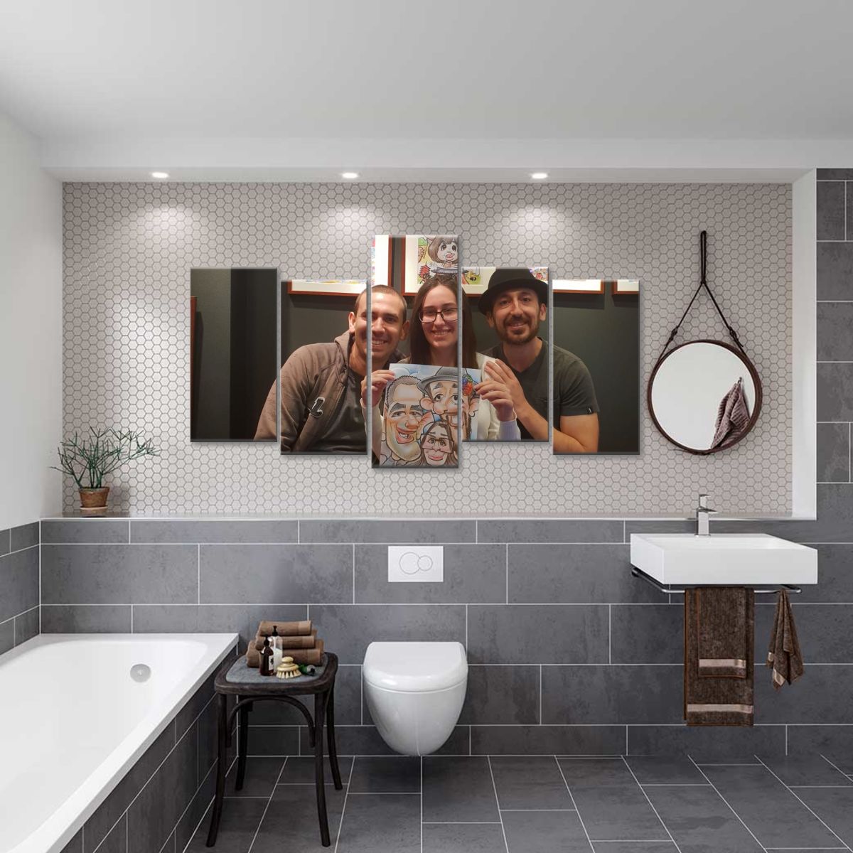 Happy Family Together Japan Multi Panel Canvas Wall Art