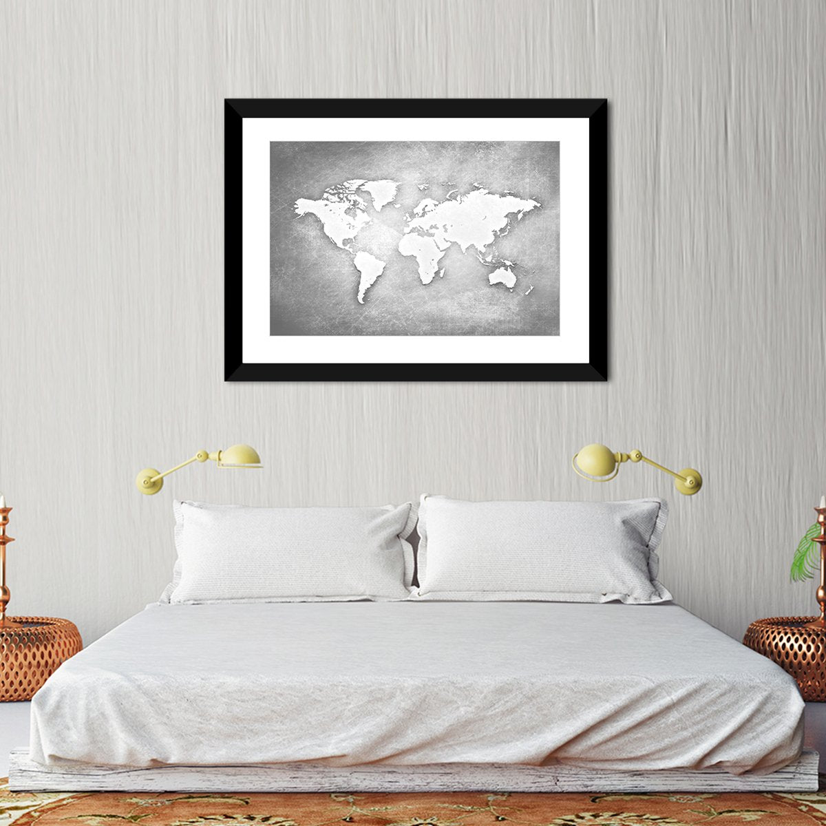 Platinum World Map Multi Panel Canvas Wall Art