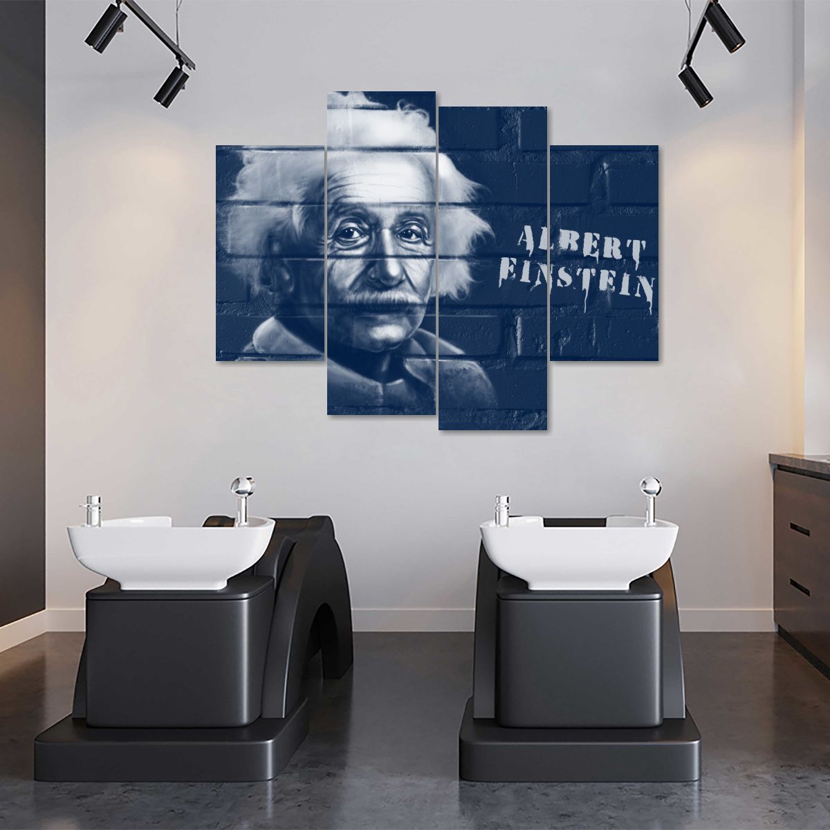 Albert Einstein Graffiti Multi Panel Canvas Wall Art