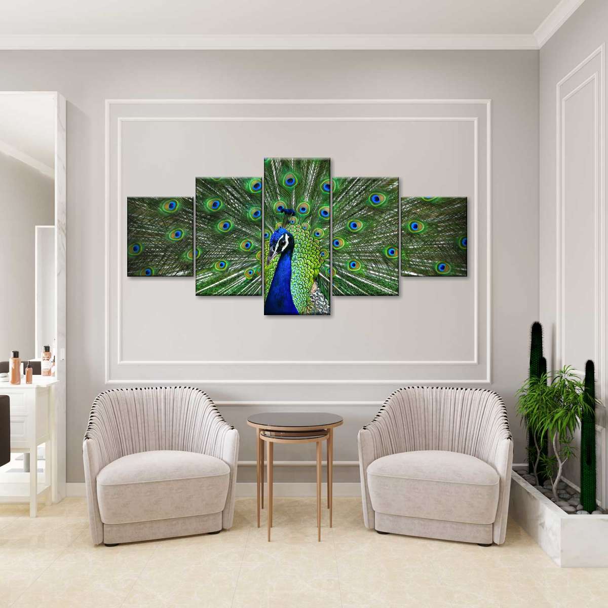 Peacock Feathers Multi Panel Canvas Wall Art