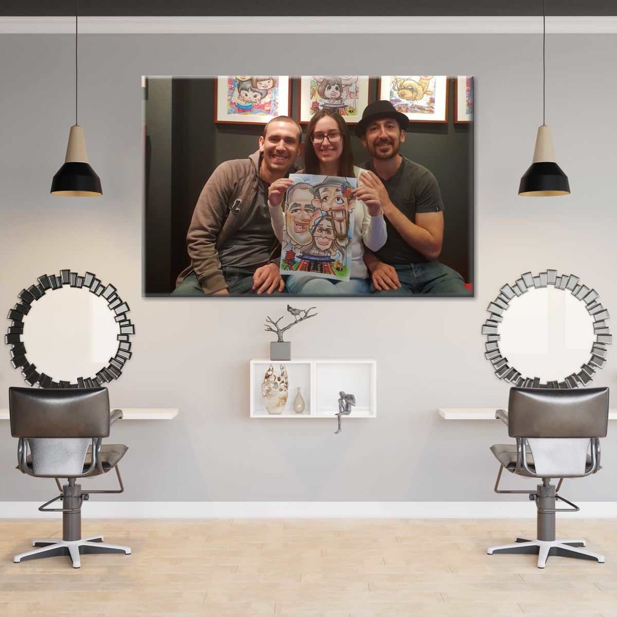 Happy Family Together Japan Multi Panel Canvas Wall Art