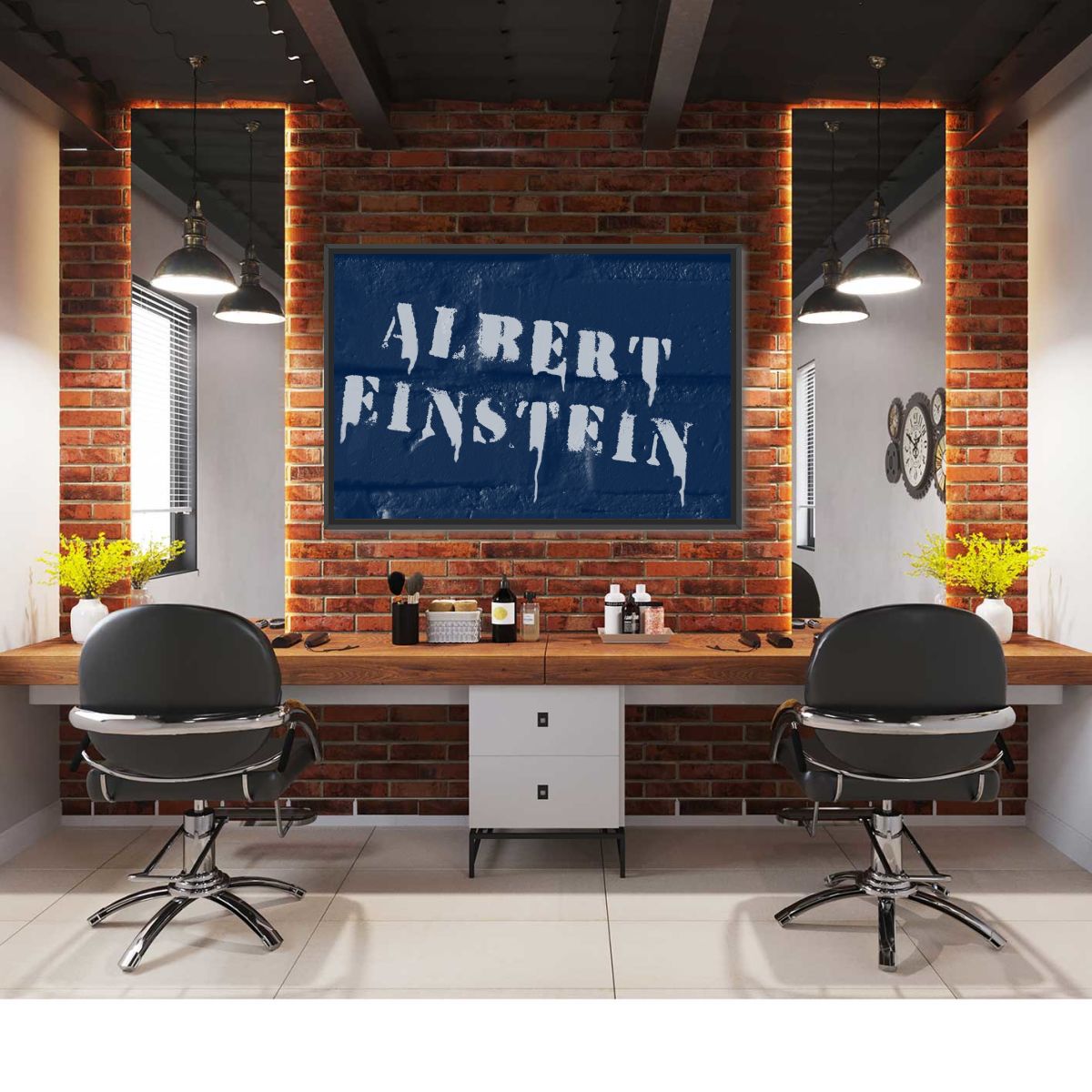 Albert Einstein Graffiti Multi Panel Canvas Wall Art