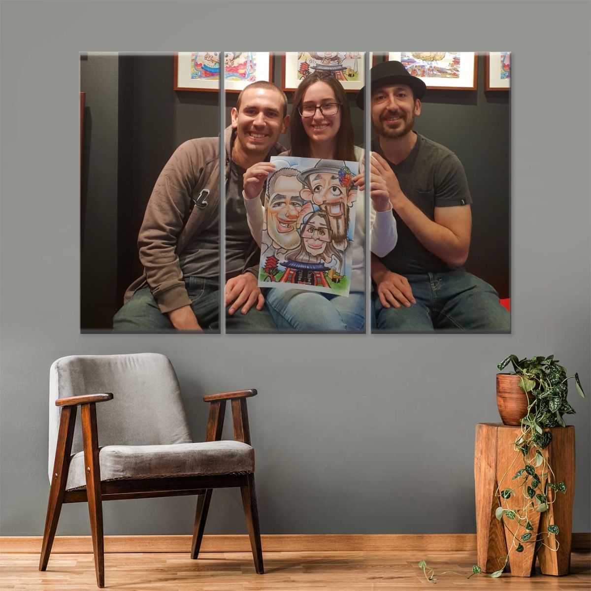 Happy Family Together Japan Multi Panel Canvas Wall Art