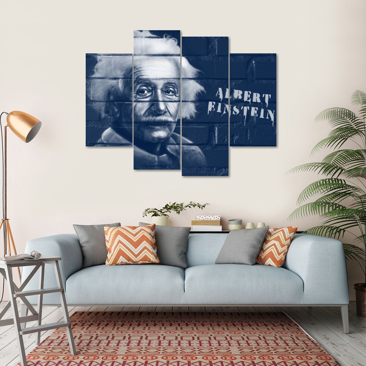 Albert Einstein Graffiti Multi Panel Canvas Wall Art