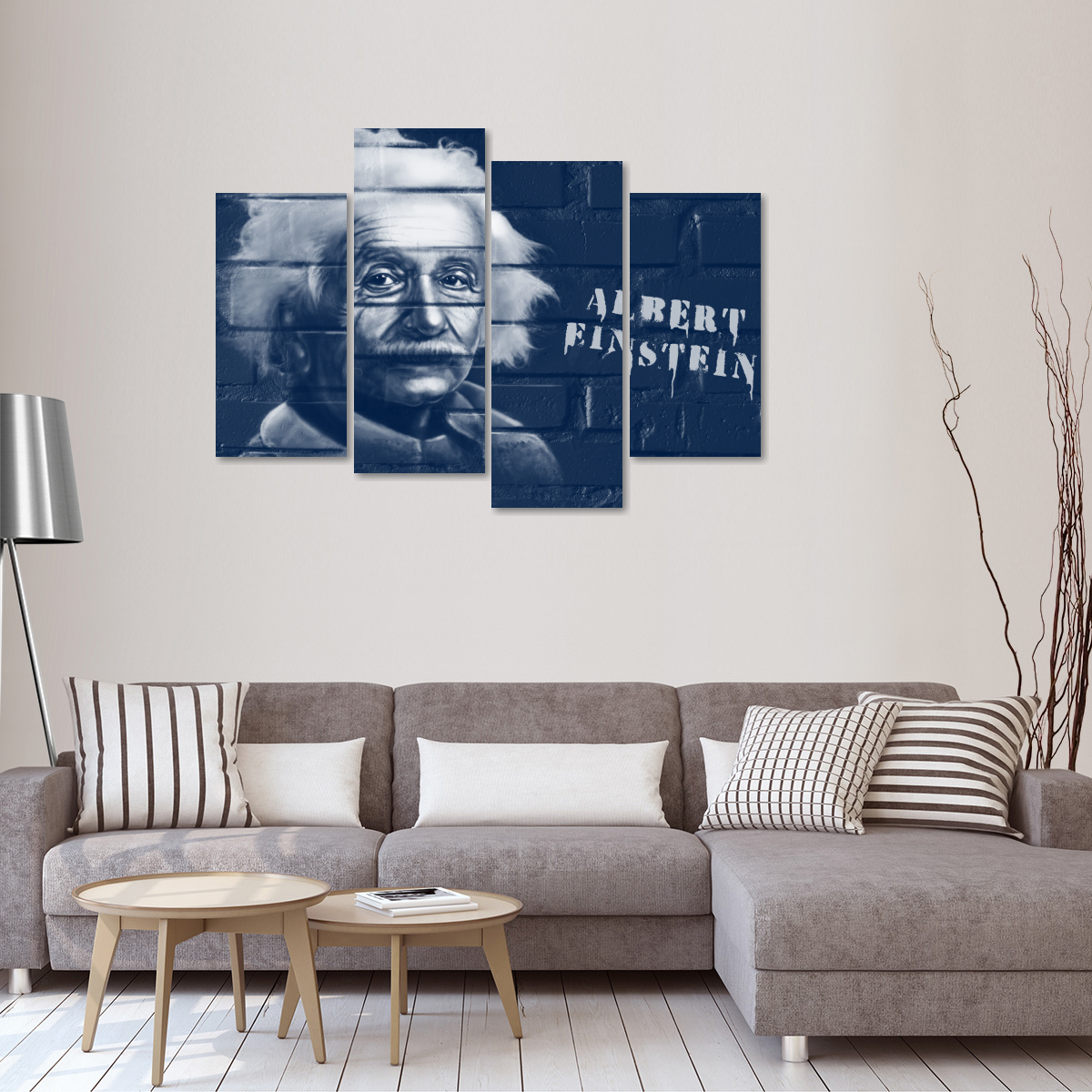 Albert Einstein Graffiti Multi Panel Canvas Wall Art