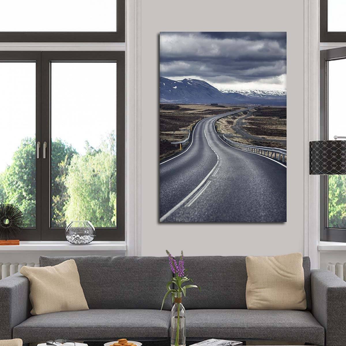 Iceland Smooth Road Multi Panel Canvas Wall Art nature ElephantStock 1 Piece 8" X 12" 