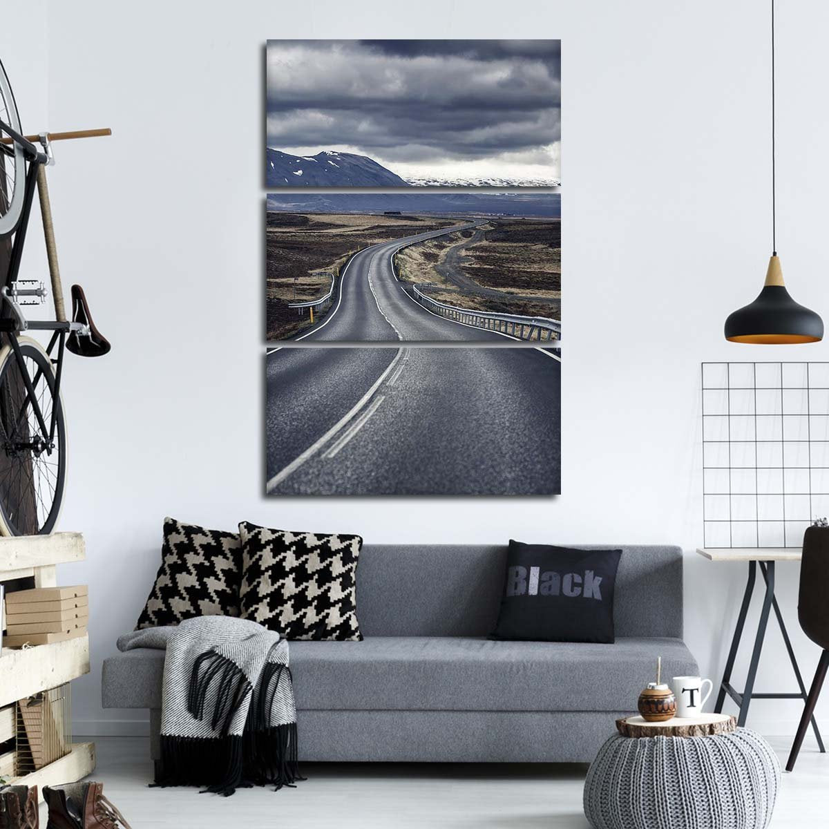 Iceland Smooth Road Multi Panel Canvas Wall Art nature ElephantStock 3 Piece 14" X 23" 