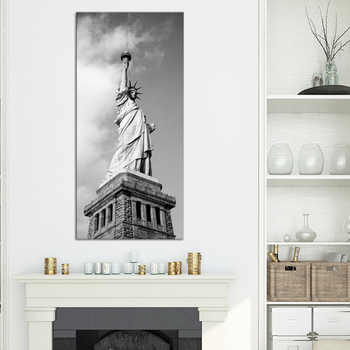 Lady Liberty Multi Panel Canvas Wall Art landmarks ElephantStock 1 Piece 12" X 24" 