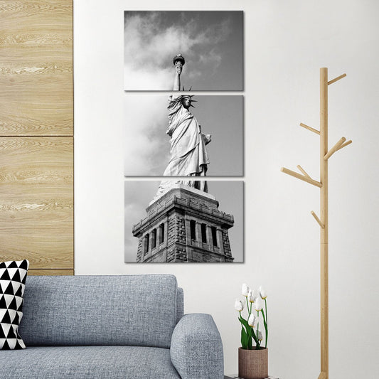 Lady Liberty Multi Panel Canvas Wall Art landmarks ElephantStock 3 Piece 12" X 27" 