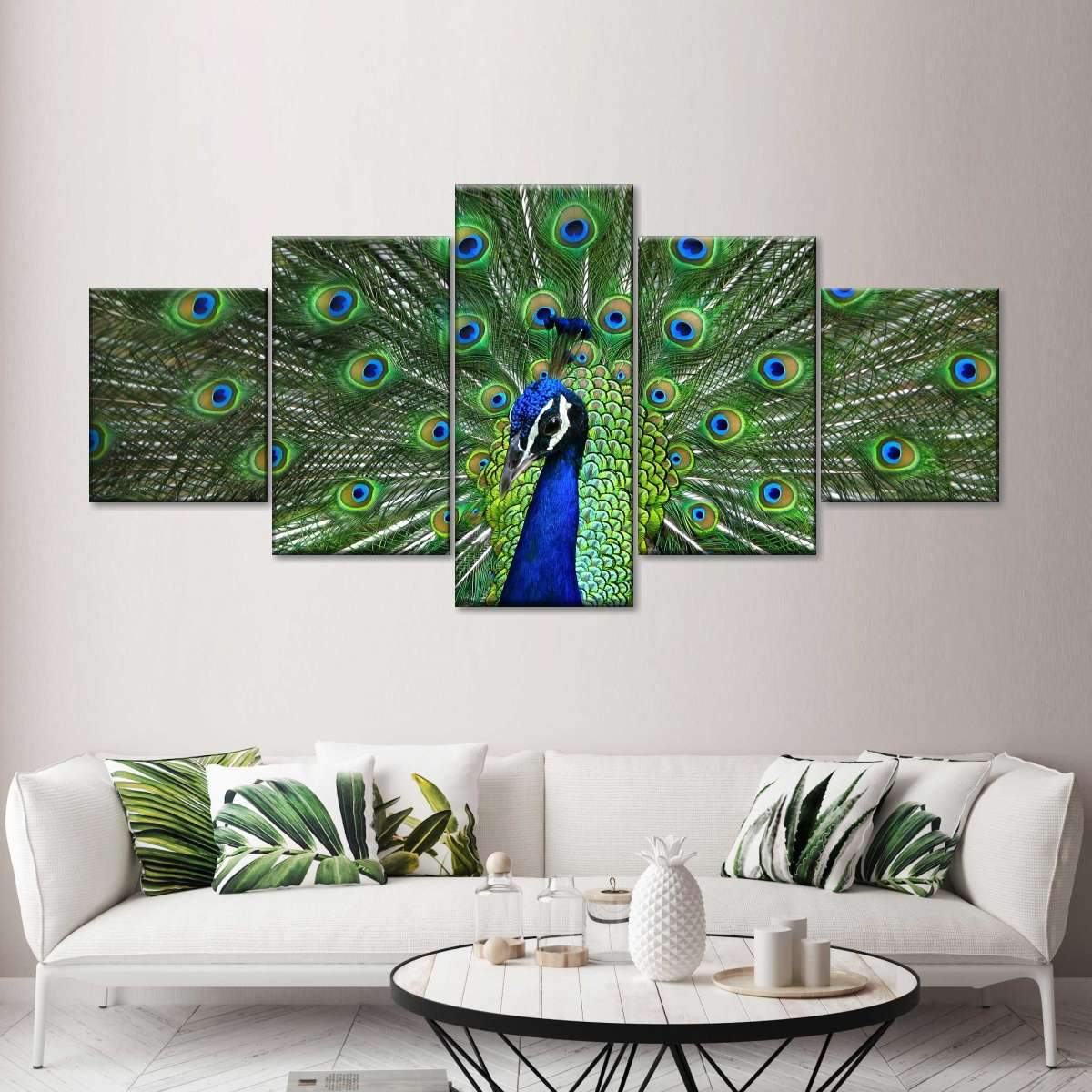 Peacock Feathers Multi Panel Canvas Wall Art