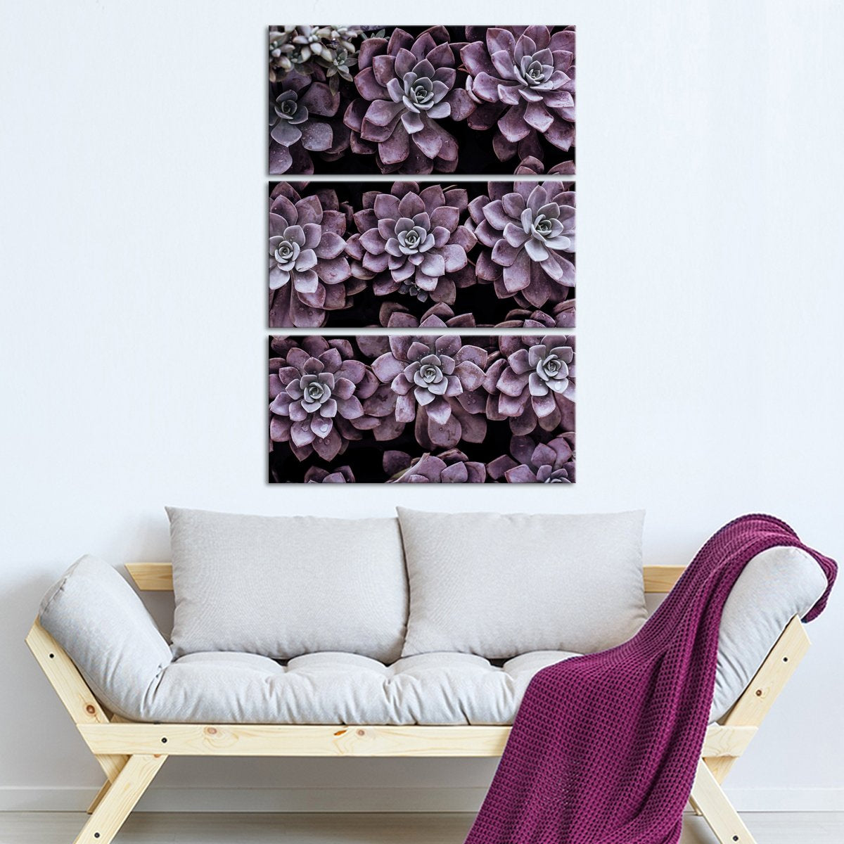 Monochrome Succulents Multi Panel Canvas Wall Art botanical ElephantStock 