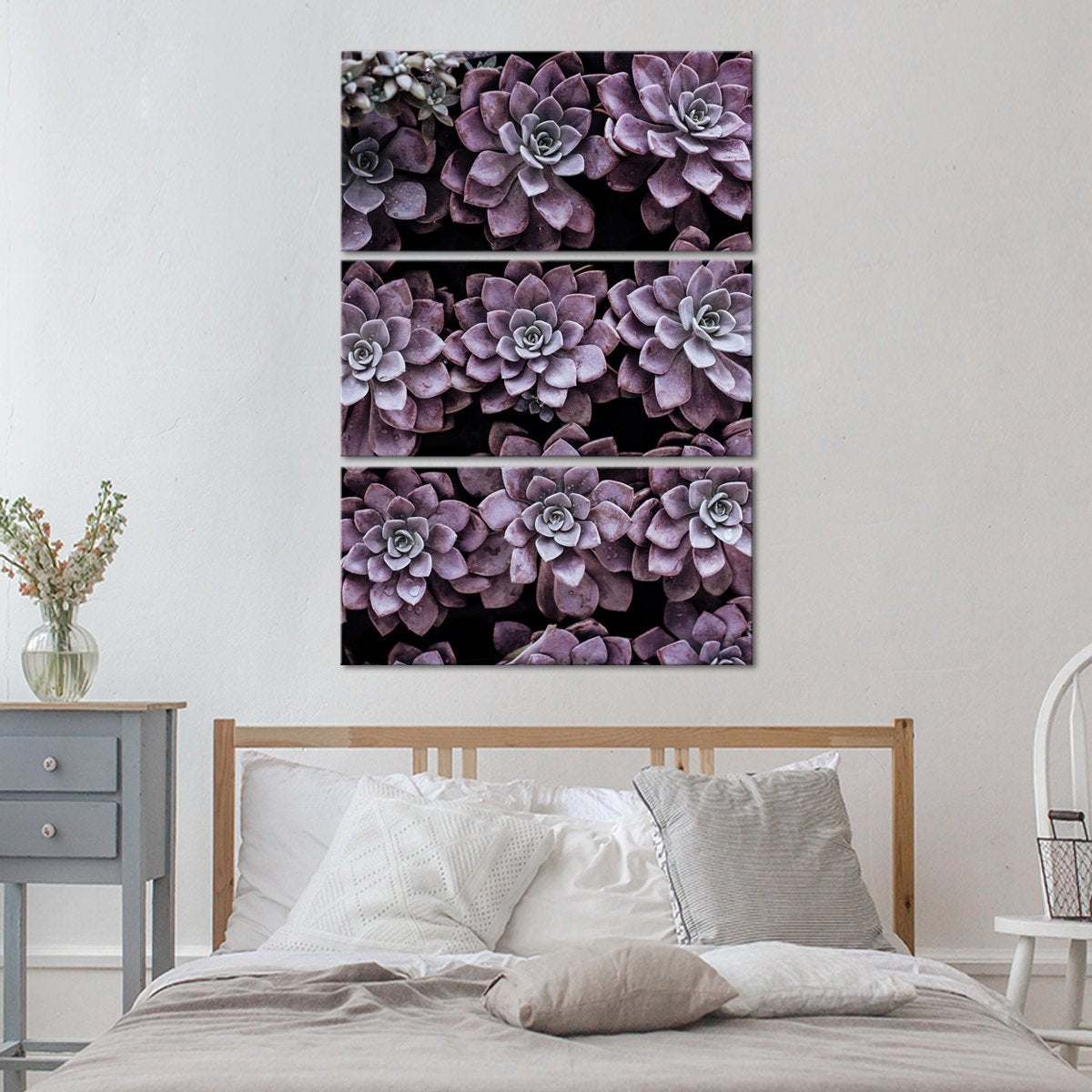 Monochrome Succulents Multi Panel Canvas Wall Art botanical ElephantStock 