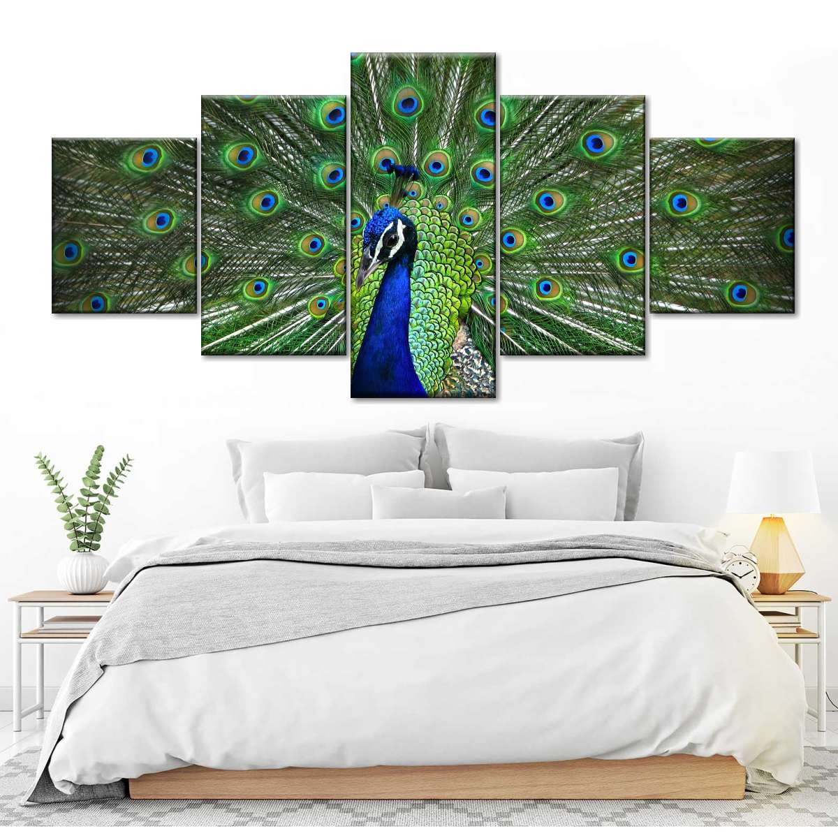 Peacock Feathers Multi Panel Canvas Wall Art
