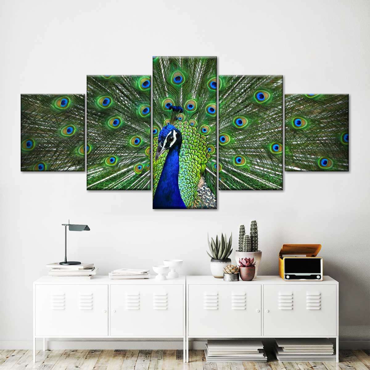 Peacock Feathers Multi Panel Canvas Wall Art