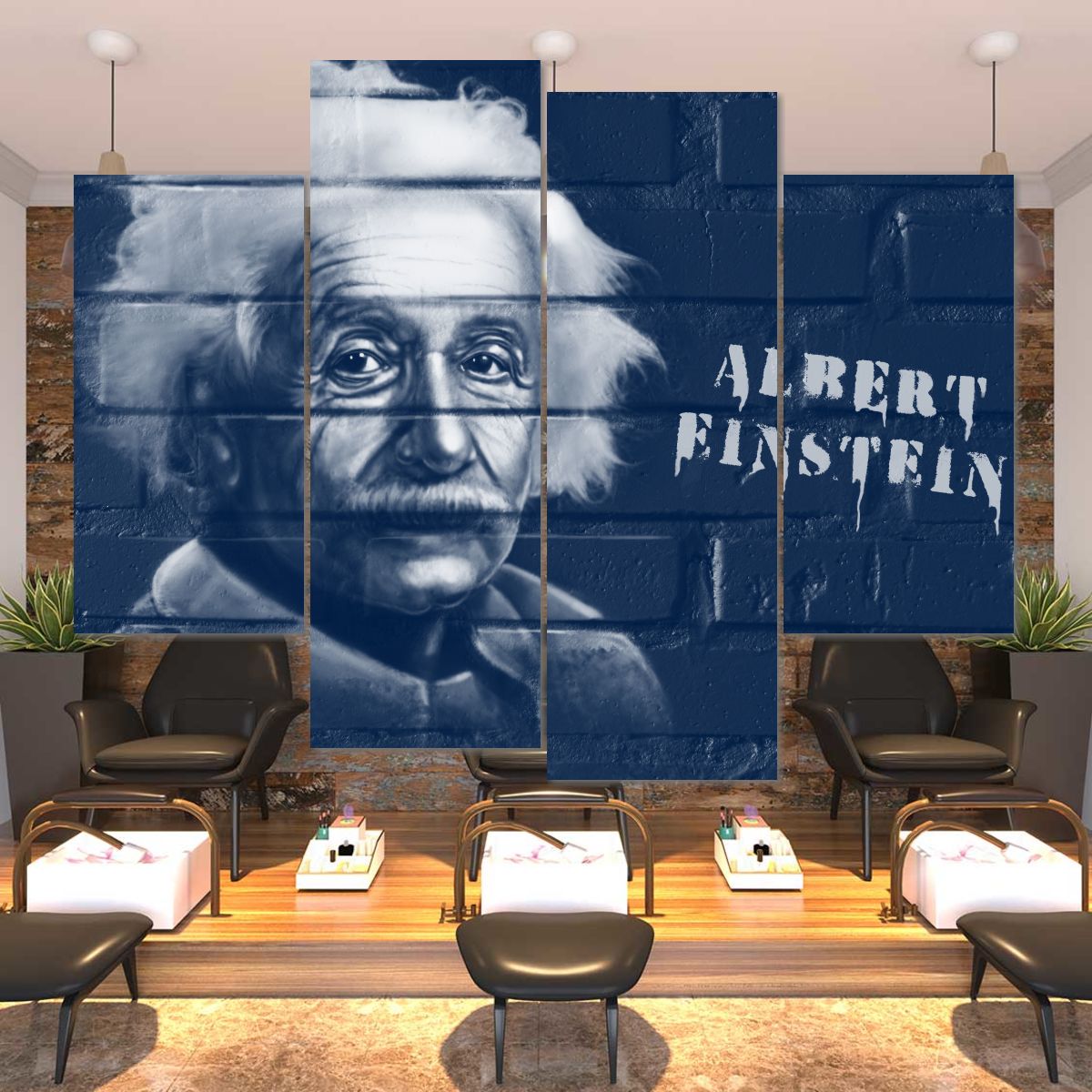 Albert Einstein Graffiti Multi Panel Canvas Wall Art