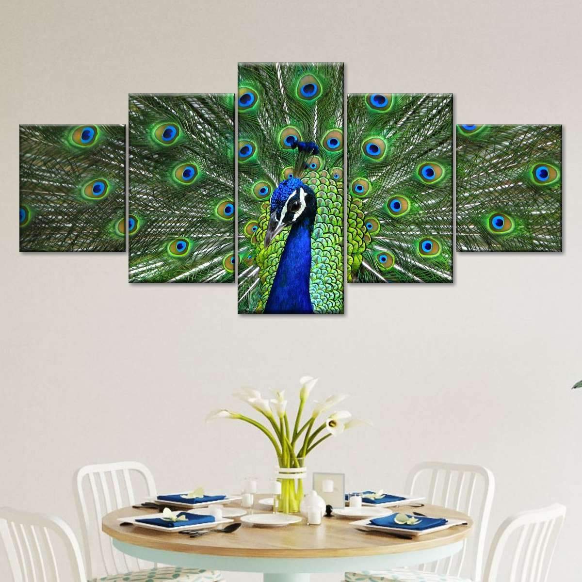Peacock Feathers Multi Panel Canvas Wall Art