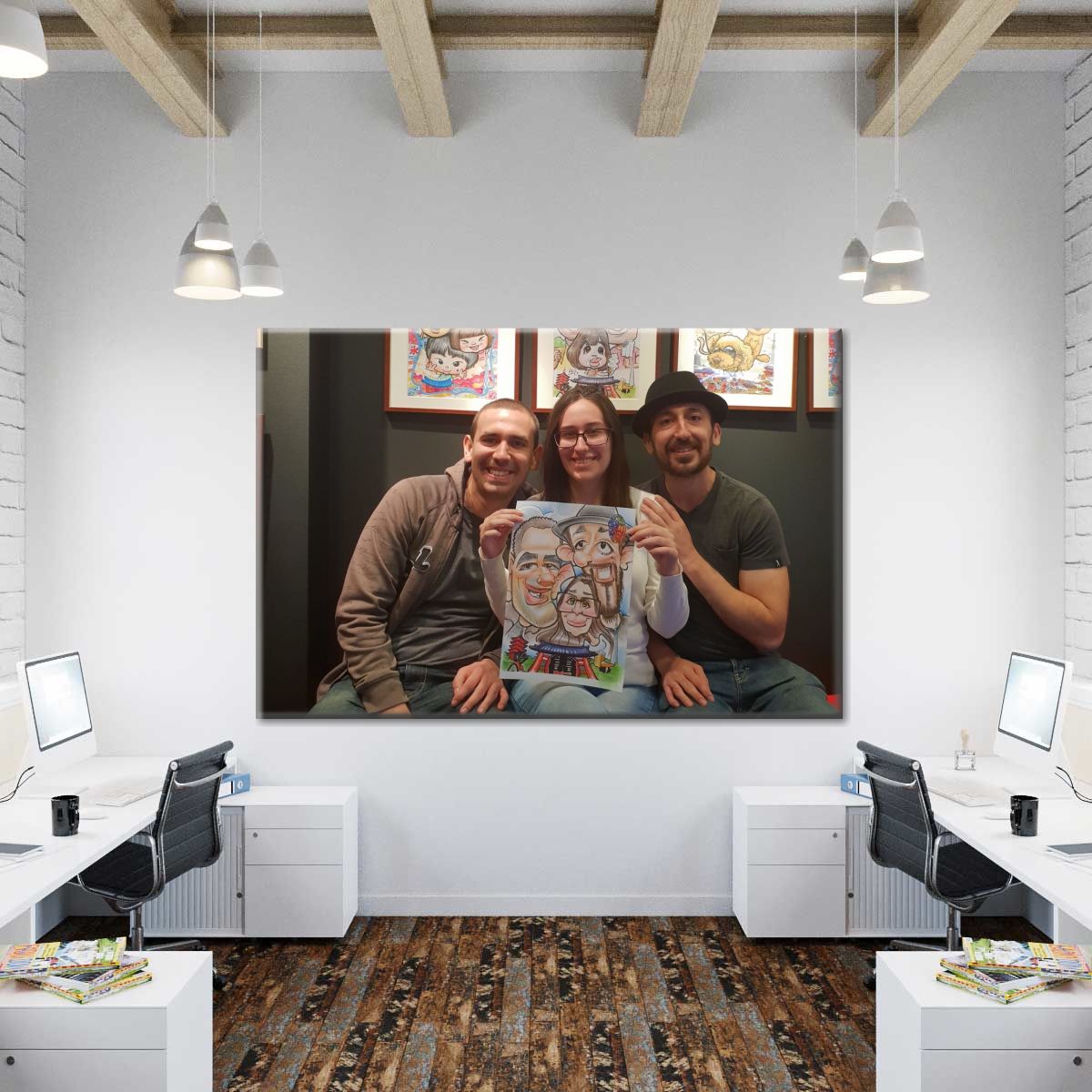 Happy Family Together Japan Multi Panel Canvas Wall Art