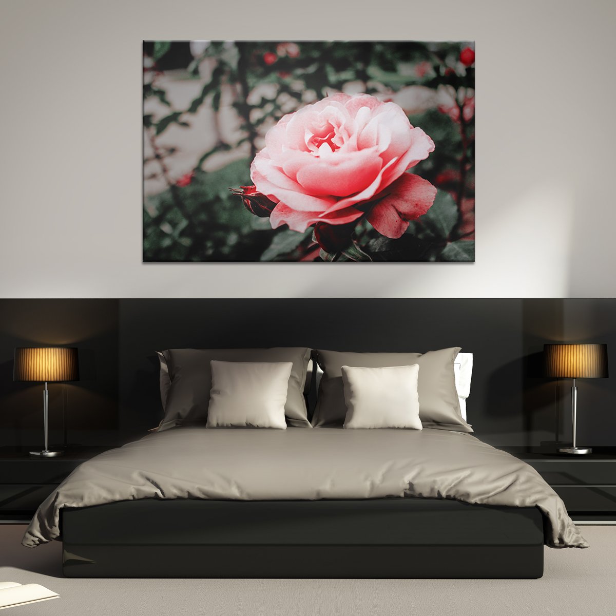 Pink Rose Multi Panel Canvas Wall Art
