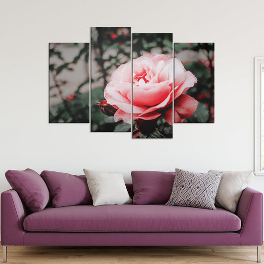 Pink Rose Multi Panel Canvas Wall Art