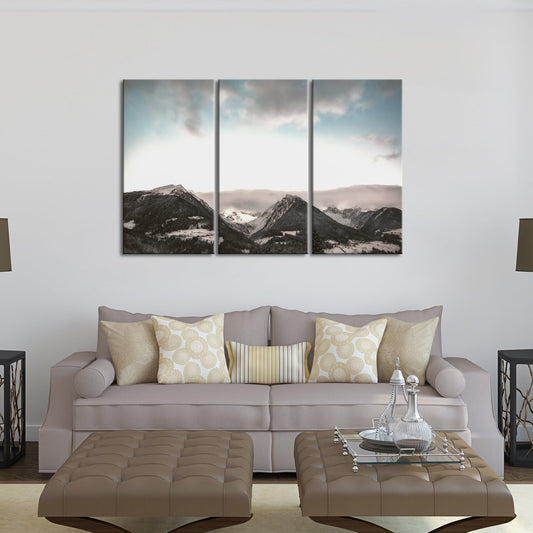 Gray Sky Mountains Multi Panel Canvas Wall Art