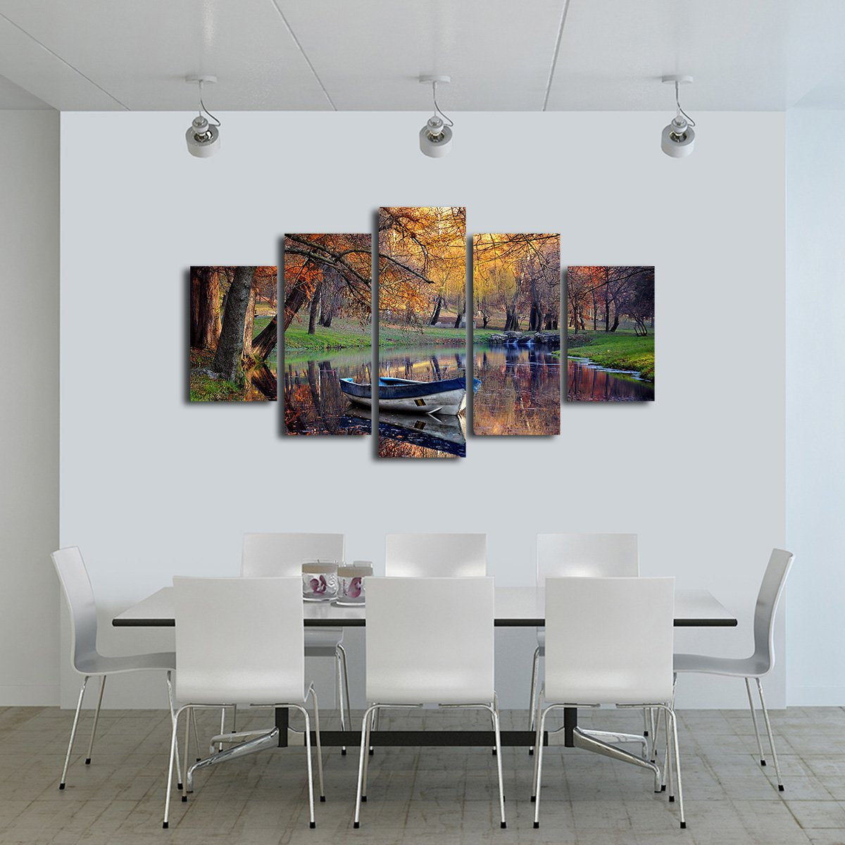 River at Autumn Multi Panel Canvas Wall Art