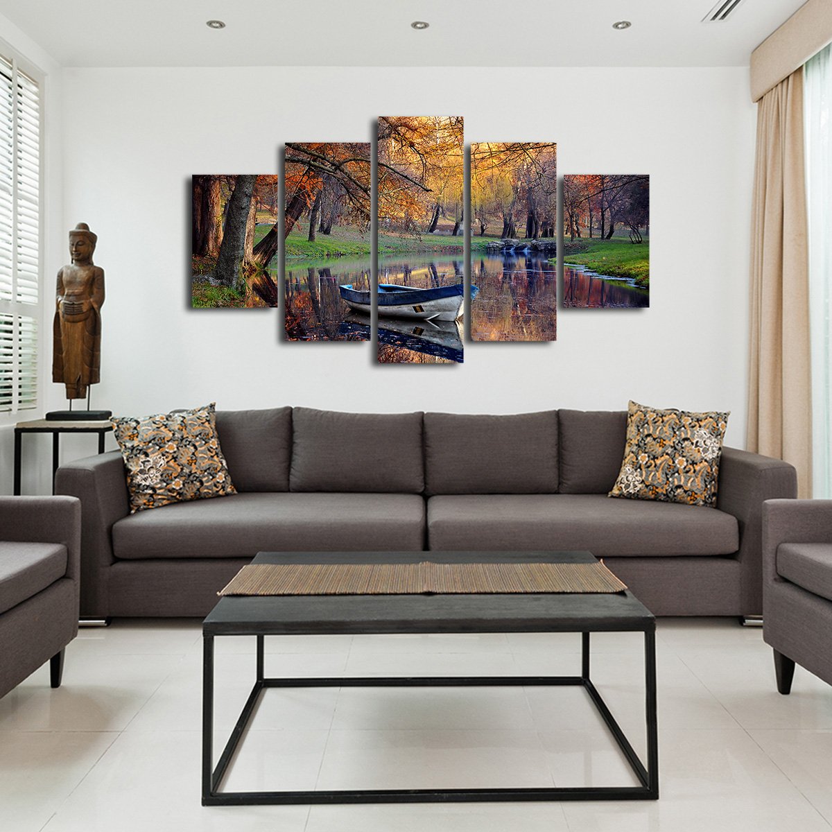 River at Autumn Multi Panel Canvas Wall Art