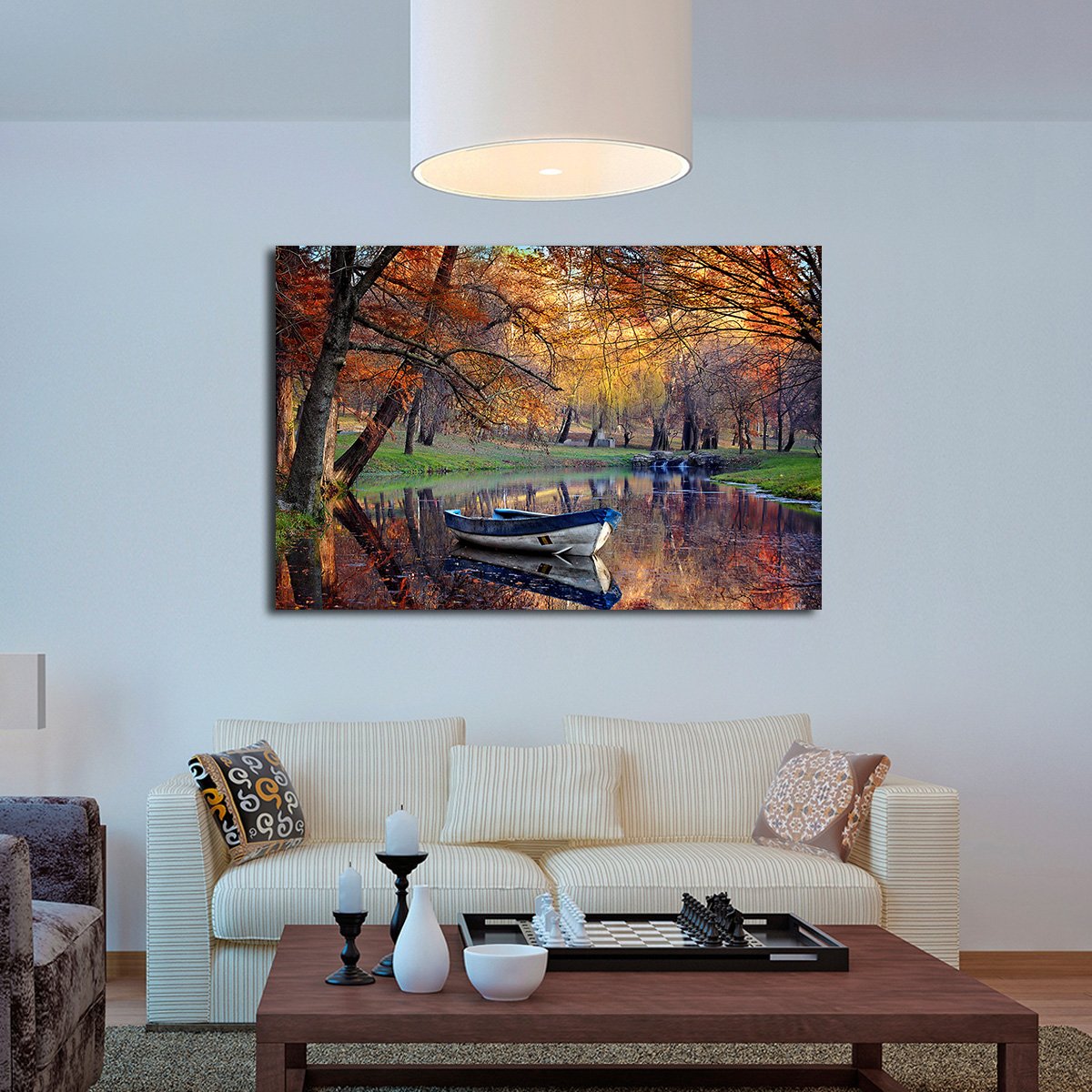 River at Autumn Multi Panel Canvas Wall Art