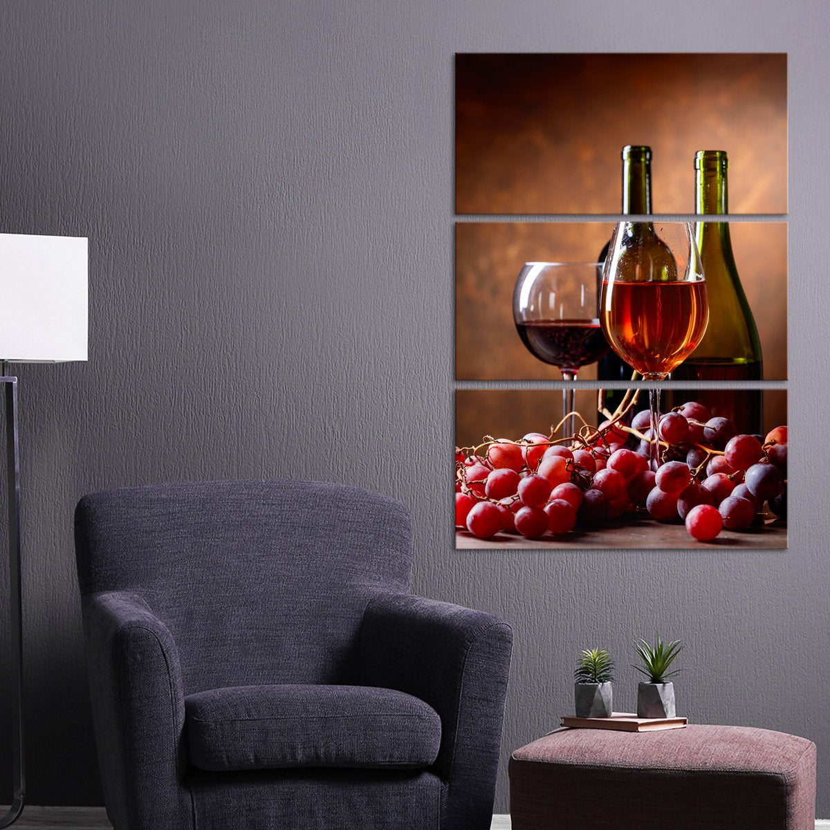 Savour Delicious Red Wine Multi Panel Canvas Wall Art winery ElephantStock 3 Piece 14" X 23" 