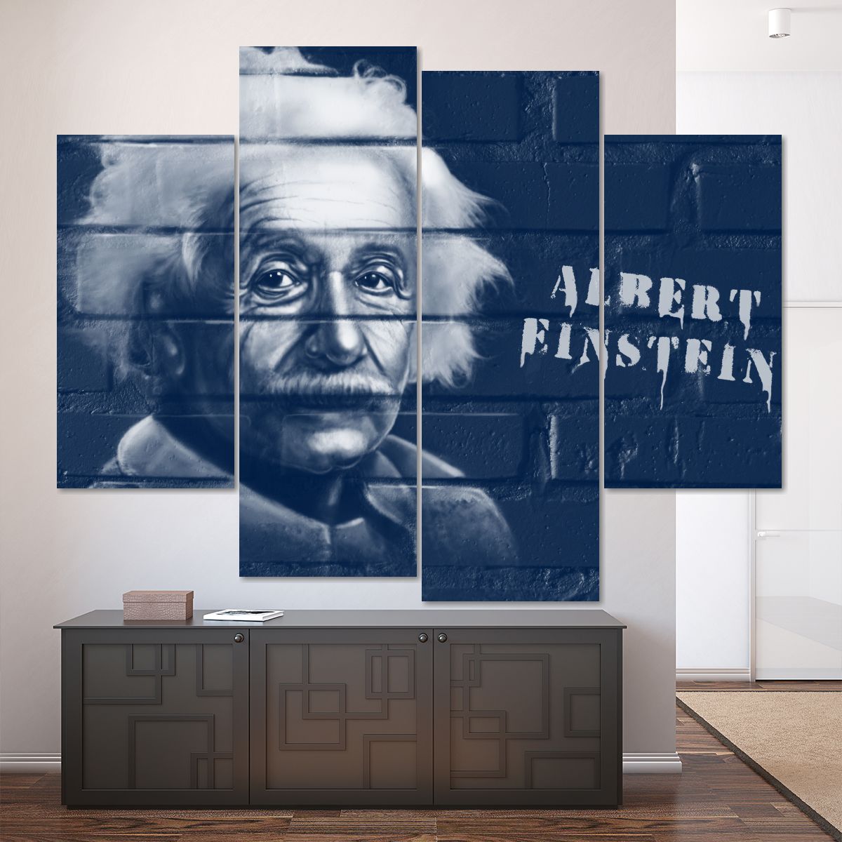 Albert Einstein Graffiti Multi Panel Canvas Wall Art