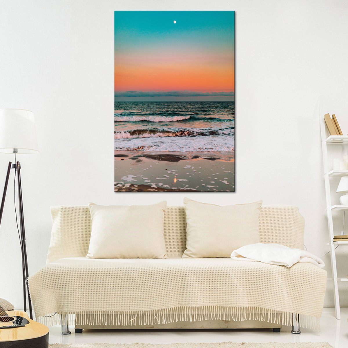 Sunset Elegance With Tides Multi Panel Canvas Wall Art beach ElephantStock 1 Piece 8" X 12" 