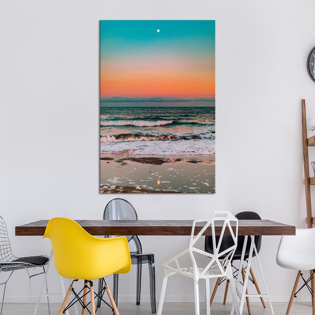 Sunset Elegance With Tides Multi Panel Canvas Wall Art beach ElephantStock 