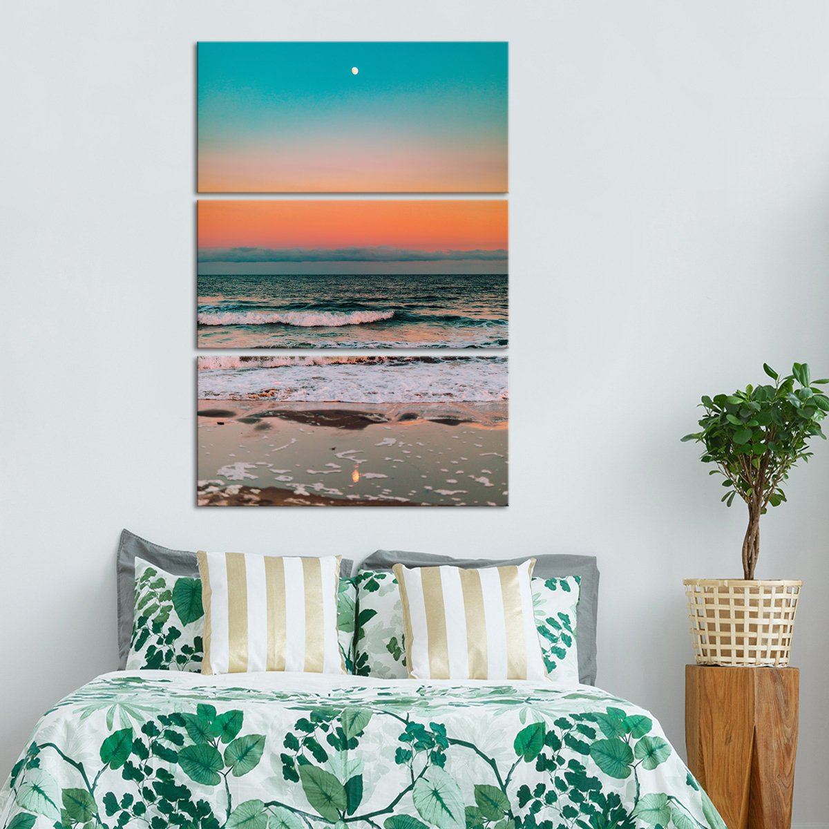 Sunset Elegance With Tides Multi Panel Canvas Wall Art beach ElephantStock 