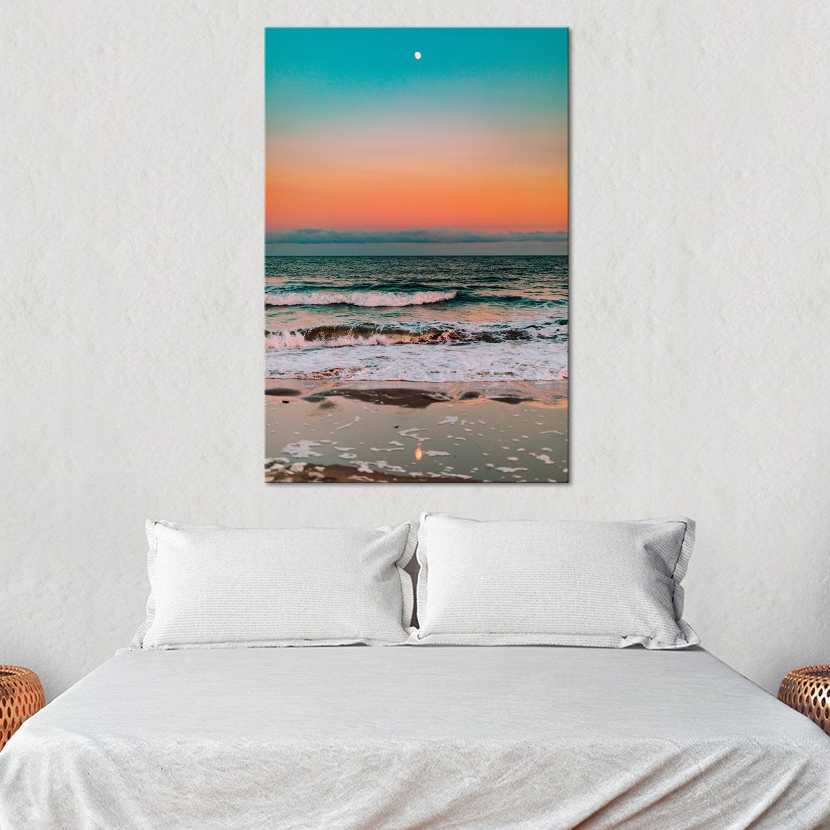 Sunset Elegance With Tides Multi Panel Canvas Wall Art beach ElephantStock 